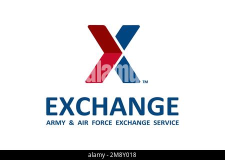 Army and Air Force Exchange Service, Logo, weißer Hintergrund Stockfoto