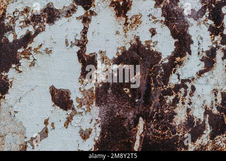 Konsistenz von rostigem Altmetall. Hintergrund von verschmutzter Korrosion und Kratzern aus Eisen Stockfoto