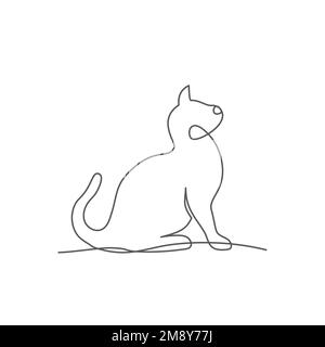 Katze eine Strichzeichnung auf Weiß Stock Vektor