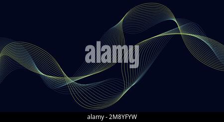 Abstrakter dunkelblauer Vektorhintergrund mit gelber blauer Verlaufskurve Stock Vektor