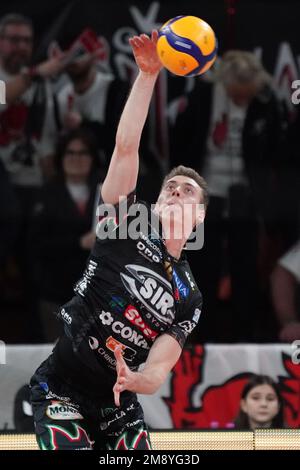 Pala Barton, Perugia, Italien, 15. Januar 2023, Semeniuk kamil (n.16 Sir Safety susa perugia) während der Sir Safety Susa Perugia gegen Pallavolo Padova - Volleyball Italian Serie A Men SuperLeague Championship Stockfoto