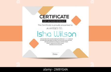 Zertifikat der Wertschätzung oder Leistung, Vorlage für geometrisches Design. Druckbereit für Diplom, Auszeichnung, Wirtschaft, Universität, Schule, Und corp Stock Vektor