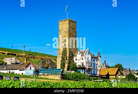 Schloss Boosenburg in Ruedesheim am Rhein in der Rheinschlucht Stockfoto