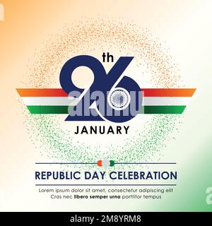 26. Januar, Happy Republic Day of India Celebration Concept mit Nummer 26 und indischem Flaggenvektor-Mnemonik-Design. Stock Vektor