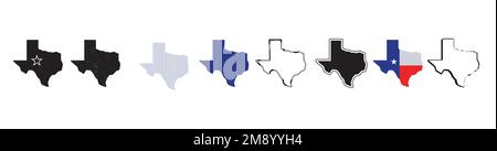 Texas Shape Silluet. Texas Logo-Vektor. Dallas Star Vector Symbole Design-Vorlage. Stock Vektor