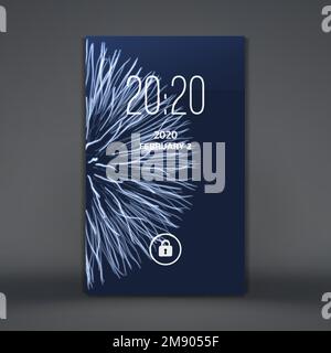 Moderner Sperrbildschirm für mobile Apps. Smartphone. 3D-Rasterhintergrund. Abstrakte Vektorgrafiken. Stock Vektor