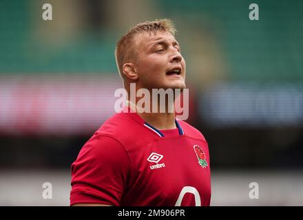 Aktenfoto von 19-06-2022 von Harlequins' Jack Walker. Northamptons Neuling Fly-Half Fin Smith ist zum ersten Mal anwesend und bietet Deckung für Owen Farrell und Marcus Smith, während Ollie Hassell-Collins, George McGuigan, Cadan Murley und Jack Walker die anderen unbegrenzten Spieler sind. Ausgabedatum: Montag, 16. Januar 2023. Stockfoto