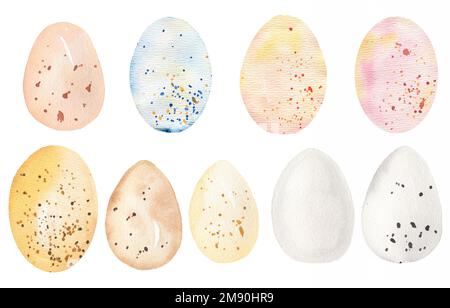 Aquarell Easter Egg Clipart, Bird Eggs Wall Art Art Art Art Art Art, Spring Festive Graphics Poster, Huhn Egclip Art PNG, Sammelalbum, religiöser Druck Stockfoto