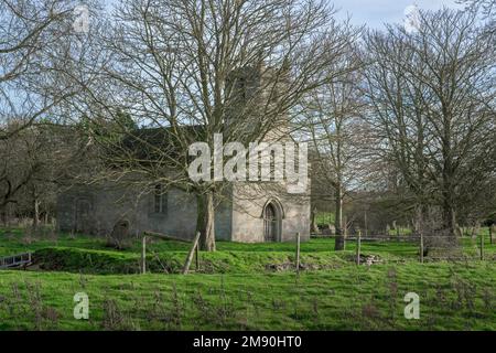 All Saints Church, Brauncewell, Lincolnshire - Eine verlassene und redundante Pfarrkirche aus dem 16. Jahrhundert, die sich an der Stelle eines ehemaligen mittelalterlichen Dorfes befindet Stockfoto