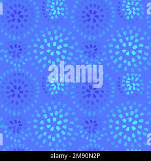 Grunge Brush Blue Nahtloses Muster mit Kreismuster Stock Vektor