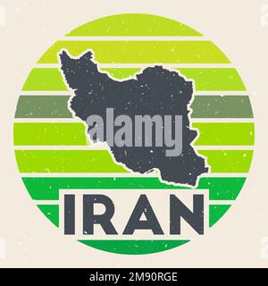 Iranisches Logo. Mit Landkarte, farbigen Streifen und Vektorzeichnung unterschreiben. Kann als Abzeichen, Logo, Etikett, Aufkleber oder Abzeichen der IR verwendet werden Stock Vektor