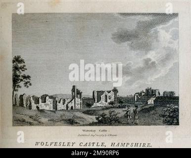 Wolvesey Castle, auch bekannt als der „Old Bishop's Palace“, ist eine Ruine in Winchester, Hampshire, England, die ein Bischofspalast war und kurz in den späteren Jahren von Henry of Blois, dem Bischof von Winchester, befestigt wurde. Aus dem Buch " Supplement to the Antiquities of England and Wales " von Francis Grose, Publikationsdatum 1777 Stockfoto