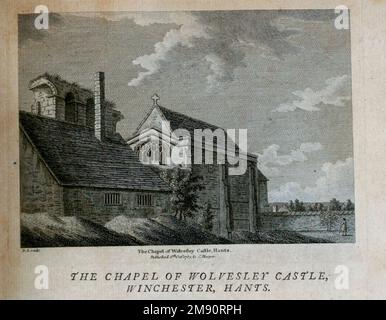 Die Kapelle am Wolvesey Castle, auch bekannt als der „Old Bishop's Palace“, ist eine Ruine in Winchester, Hampshire, England, die ein Bischofspalast war und kurz während der späteren Jahre von Henry of Blois, dem Bischof von Winchester, befestigt wurde. Aus dem Buch " Supplement to the Antiquities of England and Wales " von Francis Grose, Publikationsdatum 1777 Stockfoto