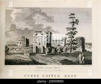 Upnor Castle ist eine elisabethanische Artilleriefestung am Westufer des Flusses Medway in Kent. Aus dem Buch " Supplement to the Antiquities of England and Wales " von Francis Grose, Publikationsdatum 1777 Stockfoto