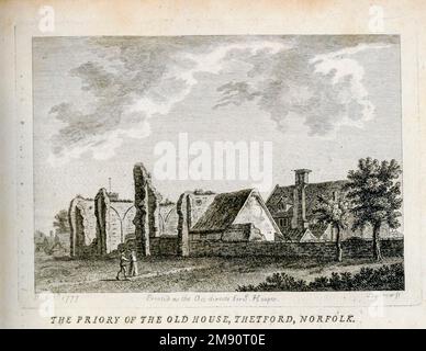 The PRIORY of the Old House, THETFORD, NORFOLK aus dem Buch " Supplement to the Antiquities of England and Wales " von Francis Grose, Veröffentlichungsdatum 1777 Stockfoto