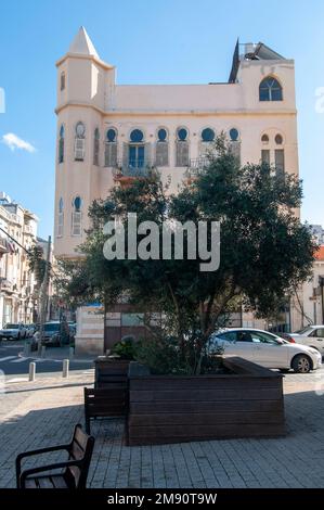 Renoviertes Apartmentgebäude in Jaffa, Israel Stockfoto