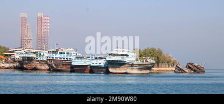 Die Einrichtungen im Port Khalid in Sharjah, Vereinigte Arabische Emirate. Stockfoto