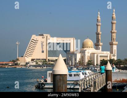 Die Einrichtungen im Port Khalid in Sharjah, Vereinigte Arabische Emirate. Stockfoto