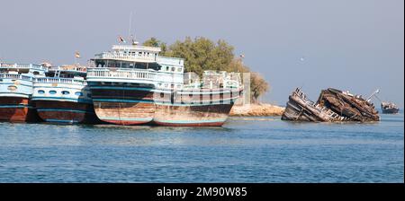 Die Einrichtungen im Port Khalid in Sharjah, Vereinigte Arabische Emirate. Stockfoto