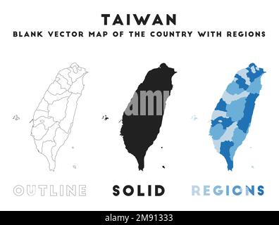 Taiwan-Karte. Grenzen Taiwans für Ihre Infografik. Vektorform. Vektordarstellung. Stock Vektor