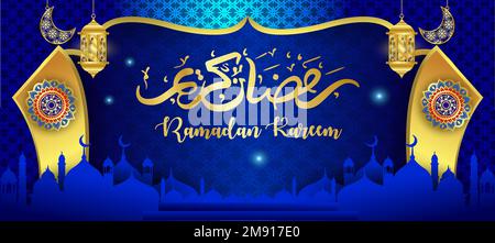 Muslimischer Neujahrshintergrund im Monat des ramadan-islamischen Darstellungsvektors Stock Vektor