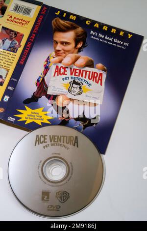 Still Life of the DVD „Ace Ventura, Pet Detective“, veröffentlicht 1994, USA Stockfoto
