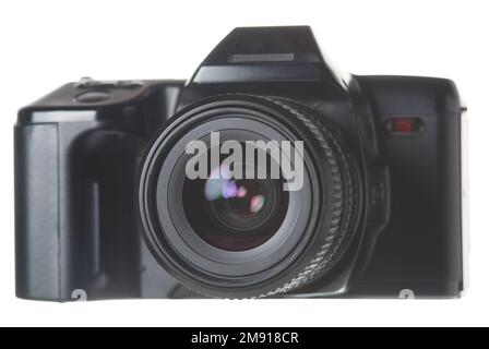 Alte 35mm-Filmkamera auf Weiß Stockfoto
