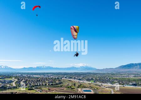 Gleitschirmkamm am Punkt des Mountain Flight Park in Utah Stockfoto