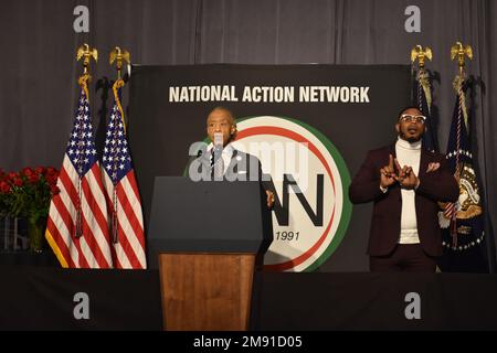 Washington, Usa. 16. Januar 2023. Al Sharpton hält Vorträge im National Action Network Martin Luther King, Jr. Tagesfrühstück in Washington, DC am 16. Janaury 2023. (Foto: Kyle Mazza/Sipa USA) Guthaben: SIPA USA/Alamy Live News Stockfoto