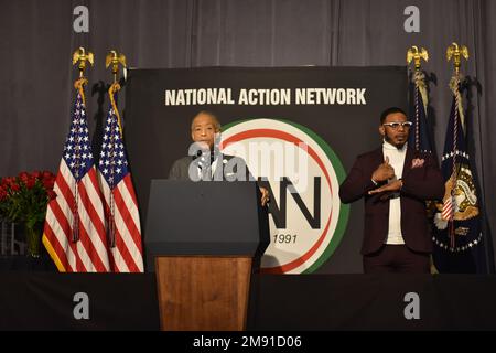 Washington, Usa. 16. Januar 2023. Al Sharpton hält Vorträge im National Action Network Martin Luther King, Jr. Tagesfrühstück in Washington, DC am 16. Janaury 2023. (Foto: Kyle Mazza/Sipa USA) Guthaben: SIPA USA/Alamy Live News Stockfoto