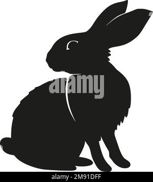 „Hase Hase sitzt“-Silhouette Ostervektor Tierohr schwarze Frühlingsgrafik Stock Vektor