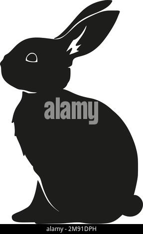 „Hase Hase sitzt“-Silhouette Ostervektor Tierohr schwarze Frühlingsgrafik Stock Vektor