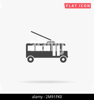 Flachvektorsymbol für den Trolleybus. Handgezeichnete Designabbildungen. Stock Vektor