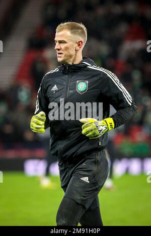 Joe Hart, Torwart von Celtic, einem schottischen Team mit Sitz in Glasgow, das derzeit in der schottischen Premier-Division spielt. Stockfoto