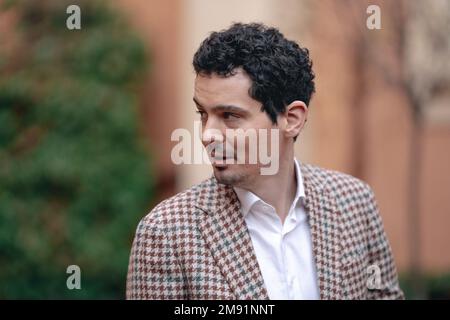 Rom, Italien. 16. Januar 2023. Director Damien Chazelle nimmt am 16. Januar 2023 am „Babylon“-Fotoanruf im Hotel De La Ville in Rom, Italien Teil (Foto: Luca Carlino/NurPhoto)0 Kredit: NurPhoto SRL/Alamy Live News Stockfoto