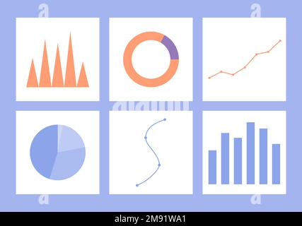 Symbolgruppe für Analysen und Markierungen Stock Vektor