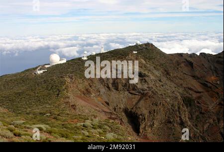 Blick vom Berg Roque de muchachos auf den Kanarischen Inseln La Palma mit Aussichtspunkten Stockfoto