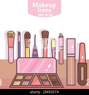 Ein Satz von Makeup-Symbolen Fashio Incons Vector Stock Vektor