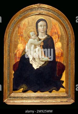 Madonna der Bescheidenheit Sano di Pietro (Italienisch, Sienesisch, 1405-1481). Madonna der Demut, Anfang 1440s. Blech mit eingerastetem Rahmen aus Tempera und Gold und Silber, 20 7/8 x 14 1/4 Zoll (53 x 36,2 cm). Diese frühe Madonna ist in Sanos erfolgreicher Karriere insofern ungewöhnlich, als sie nicht nur die anmutigen linearen Formen zeigt, die die sienesische Malerei charakterisieren, sondern auch die starke Wirkung des florentinischen Realismus auf die zarte Muskulatur des Kindes und das Gefühl der beobachteten Realität im Kopf der Madonna. Die Madonna der Demut bezieht sich auf Bilder der Jungfrau, die bescheiden auf dem Boden sitzt (in der Regel, wie hier, Stockfoto