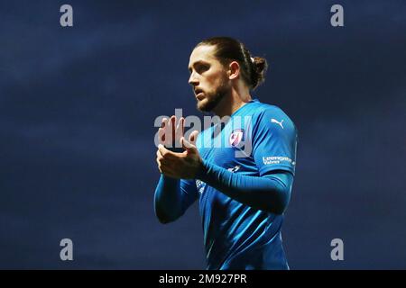 Chesterfield's Ollie Banks während des Emirates FA Cup-Spiels in der dritten Runde im Technique Stadium, Chesterfield. Foto: Samstag, 7. Januar 2023. Stockfoto