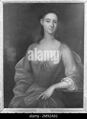 Porträt einer Frau (möglicherweise Mrs. James [Hester Stanton Plaisted] Gooch) John Smibert (Amerikaner, 1688-1751). Porträt einer Frau (möglicherweise Mrs. James [Hester Stanton Plaisted] Gooch), 1730. Öl auf Segeltuch, 35 9/16 x 27 11/16 Zoll (90,3 x 70,4 cm). John Smiberts Boston Porträts waren oft klar in der Zusammensetzung und Farbe und stickig im Ausdruck (wie dieses Werk). Dennoch war er eine Zeit lang der erfahrenste und einflussreichste Künstler in New England. Der schottisch geborene Smibert hatte in London trainiert und reiste durch Europa, bevor er sich in Boston niederließ. Sein Atelier und der „Farbenladen“ (Kunstbedarf Stockfoto