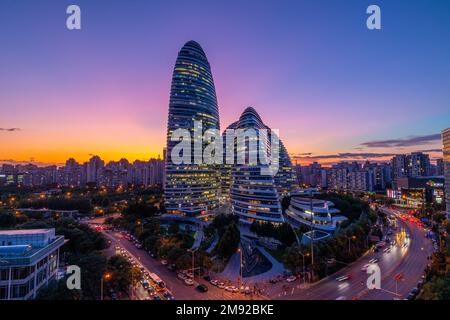 Beijing City bei Nacht Stockfoto