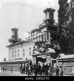 (Russisch) Astrachan. Persische Moschee bis 1917 (Epishina st., 23, z. Kosmodemyanskoy st., 72, Kirov st., 40) ca. Vor 1917 Uhr Stockfoto