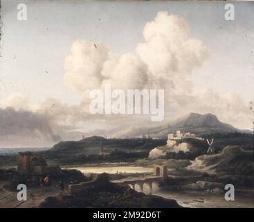 Landschaft nach Ruisdael Thomas Doughty (amerikanisch, 1793-1856). Landschaft nach Ruisdael, 1846. Öl auf Segeltuch, 32 1/16 x 39 5/16 Zoll (81,4 x 99,9 cm). Thomas Doughty war einer der ersten amerikanischen Künstler, der sich ausschließlich der Landschaftsmalerei widmete. Die Landschaft nach Ruisdael basiert auf einem Gemälde des niederländischen Künstlers Jacob van Ruisdael aus dem 17. Jahrhundert, das Doughty während eines Besuchs des Louvre in Paris kopiert hat. Das Kopieren spielte eine wichtige pädagogische Rolle für diesen selbst ausgebildeten Künstler. Seine frühere Hafenlandschaft bietet einen angenehmen, wenn auch formulierten blick auf einen ruhigen See, der von Bäumen umgeben ist Stockfoto