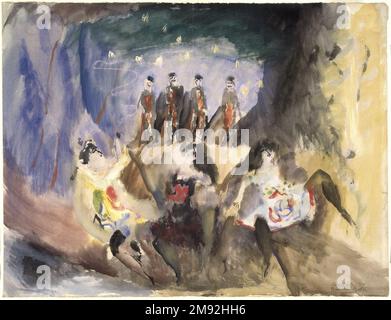 Studie für Russisches Ballett Max Weber (Amerikaner, geboren in Russland, 1881-1961). , 1914. Aquarell auf liegendem Papier, 18 3/4 x 24 3/4in. (47,6 x 62,9cm). Der in Russland geborene amerikanische Modernist Max Weber, der während der Teenager in einem progressiven, französisch inspirierten Modus der kubistischen Abstraktion arbeitete, nutzte Vorarbeiten, um Zusammensetzungen zu erforschen, aus denen er ein abstraktes Bilddesign entwickelte. Die intensive Skizzität und der überschwängliche Ausdruck der Figur in diesem Aquarell zeigen die dramatische Abkehr des Künstlers von den traditionellen Figurenstilen des späten 19. Jahrhunderts. H Stockfoto