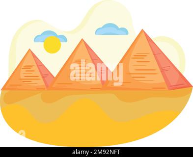 Isolierte farbige ägyptische Pyramiden Landschaftsvektor Stock Vektor