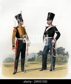 Rettungsschwimmer Kavallerie Chasseur Regiment 1831-1833. Trompeter. (Zeremonielle Uniform) Unkommissionierter Offizier. (Campingformular) Stockfoto