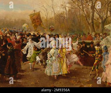 Karneval Luis Alvarez Catalá (Spanisch, 1836-1901). Der Karneval, 1886. Öl auf Leinen, 20 3/4 x 40 3/8 Zoll (52,7 x 102,6 cm). Europäische Art. 1886 Stockfoto