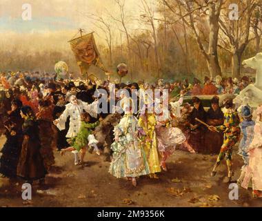 Karneval Luis Alvarez Catalá (Spanisch, 1836-1901). Der Karneval, 1886. Öl auf Leinen, 20 3/4 x 40 3/8 Zoll (52,7 x 102,6 cm). Europäische Art. 1886 Stockfoto