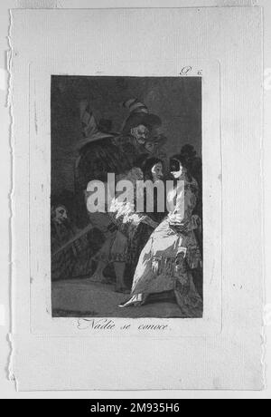 Niemand kennt sich selbst (Nadie se conoce) Francisco de Goya y Lucientes (Spanisch, 1746-1828). Niemand kennt sich selbst (Nadie se conoce), 1797-1798. Ätzen und Aquatint auf Laienpapier, Blatt (uneben): 11 13/16 x 7 7/8 Zoll (30 x 20 cm). Europäische Art. 1797-1798 Stockfoto